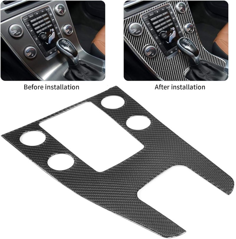 klarako Carbon Fiber Central Console Gear Shift Panel Trim Cover, Console Panel Trim Accessory Fit for V60/S60 2010klarako 2017(Leftklarako hand drive LHD) - Image 5