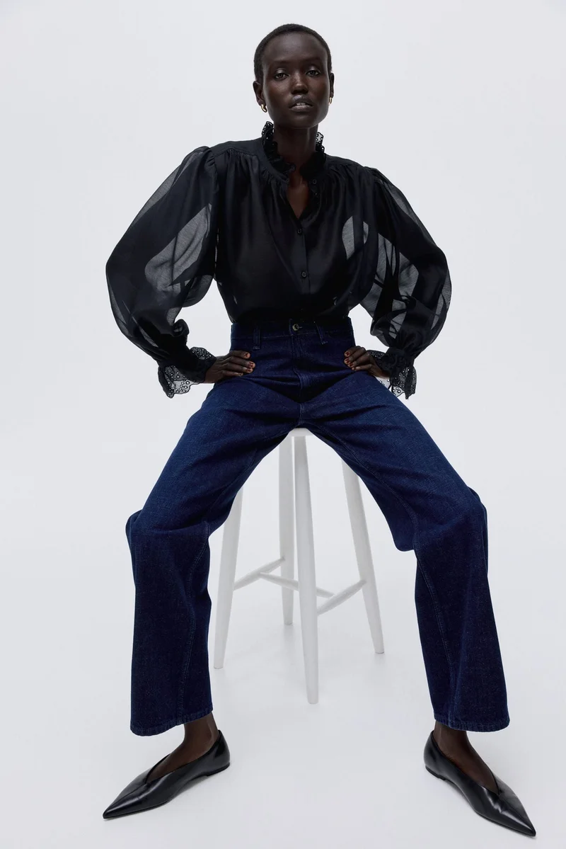 H&M Stand-collar satin blouse