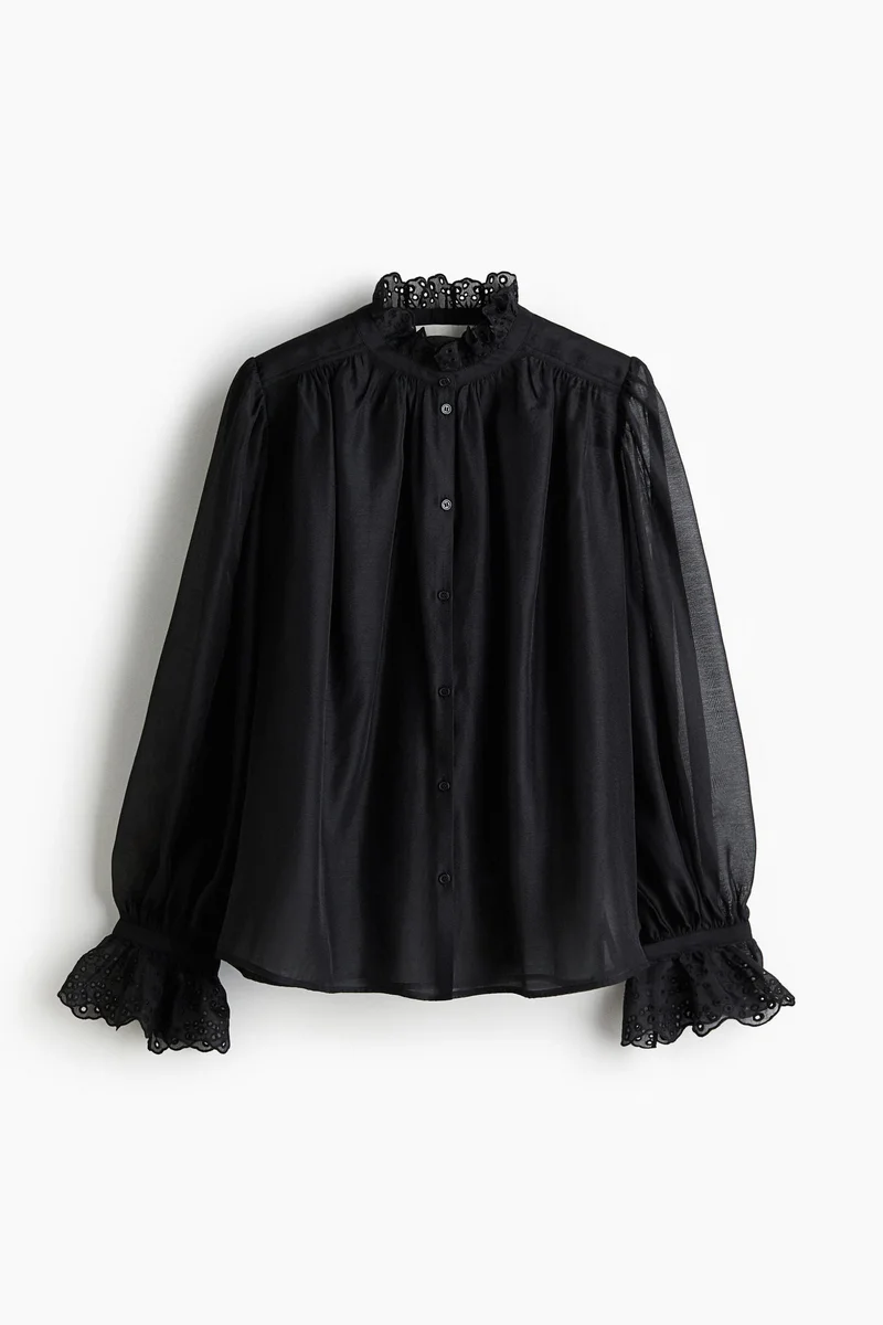 H&M Stand-collar satin blouse
