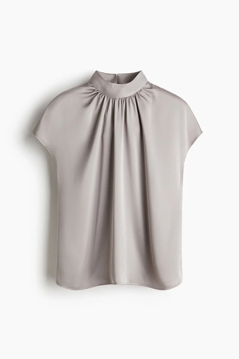 اتش اند ام Stand-collar satin blouse