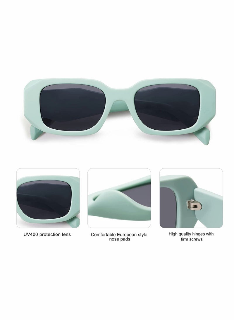 Excefore Trendy Irregular Rectangle Square Sunglasses hexagon Horned Rim Thick Fashion Shades for Men Women Fashion Unisex Polarized UV Protection Sun Glasses - Image 4