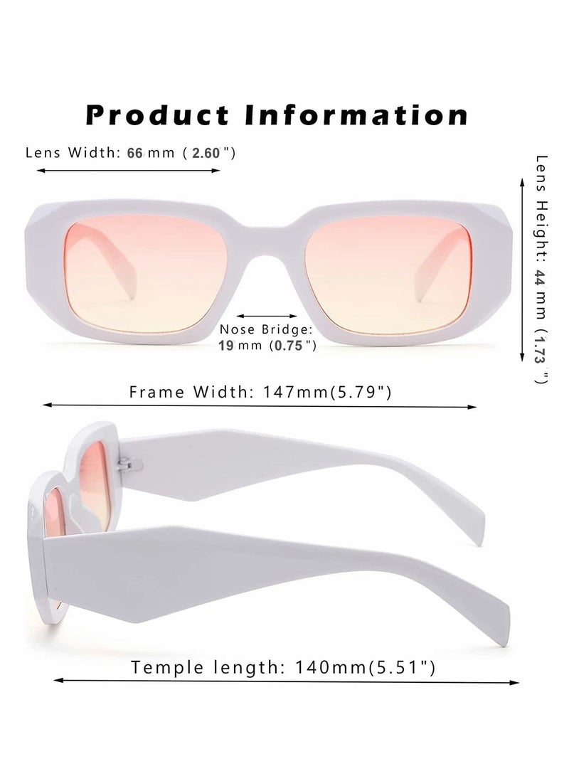 Excefore Trendy Irregular Rectangle Square Sunglasses hexagon Horned Rim Thick Fashion Shades for Men Women Fashion Unisex Polarized UV Protection Sun Glasses - Image 2