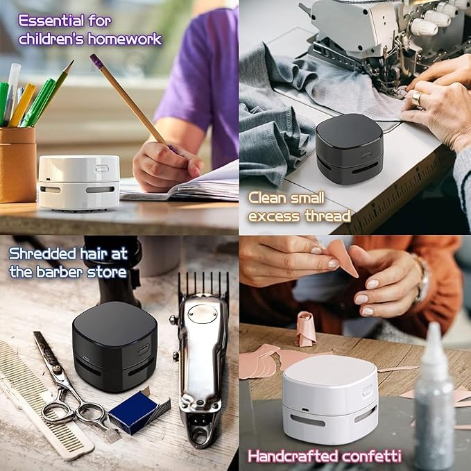 HATCHMATIC مكنسة هاتش ماتيكية للسطح مكنسة صغيرة مكنسة غبار مكنسة مضادة 360 تصميم دوار مكنسة سطح مكتب صغيرة سوداء - Image 4