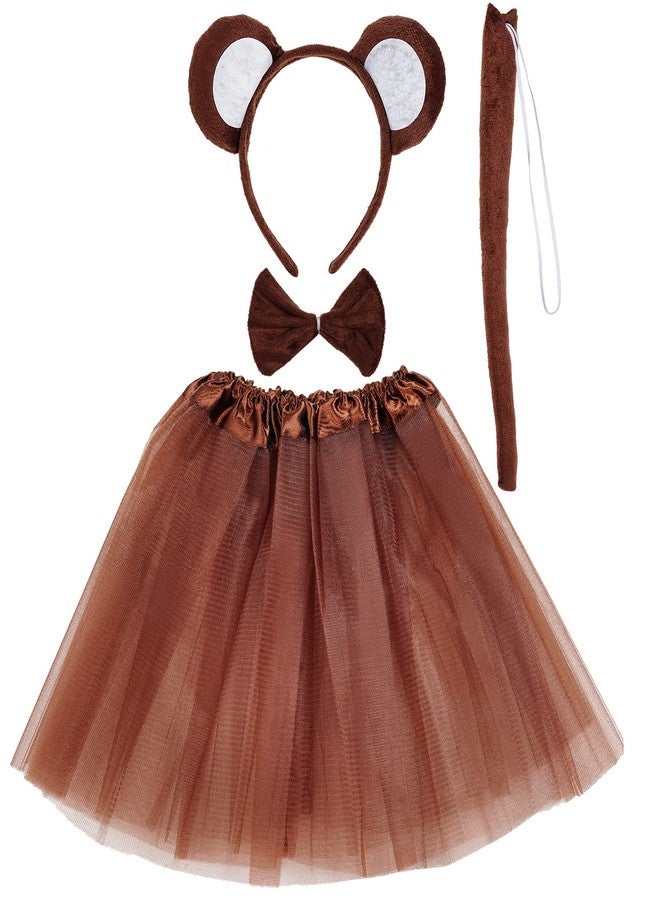 Jmkcoz Monkey Costume Tutu Set, Animal Fancy Dress Costume Kit, Monkey Ear Headband Bowtie Tail Bow Tie for Halloween Cosplay Party Decoration - Image 1