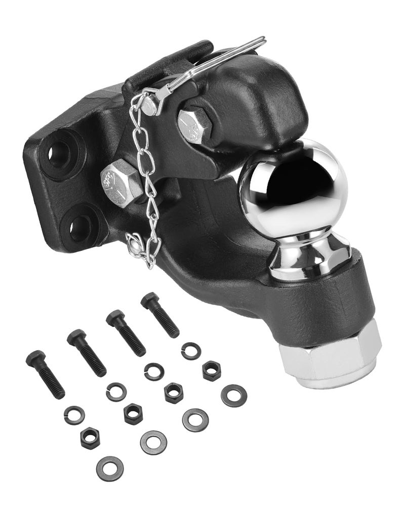 VEVOR Pintle Hook 30000 lbs Towing Capacity Trailer Hitches Receiver Hook Combination 2516inch Hitch Ball Fits 25 to 3inch Lunette Ring with Mounting Kit WearResistant Black Powder Coat - Image 2