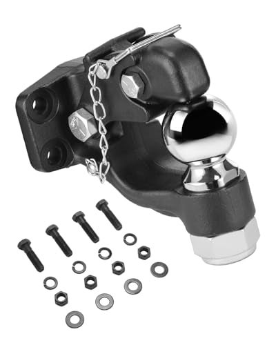 VEVOR Pintle Hook 30000 lbs Towing Capacity Trailer Hitches Receiver Hook Combination 2516inch Hitch Ball Fits 25 to 3inch Lunette Ring with Mounting Kit WearResistant Black Powder Coat - Image 1