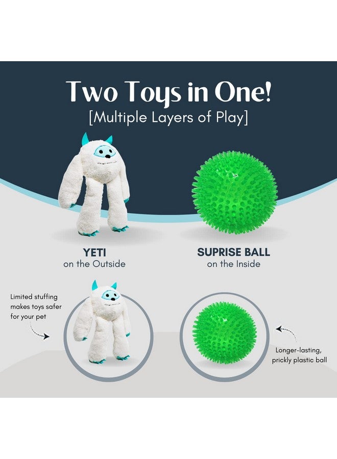 Flourish Pets 3-in-1 Multi-Layer Dog Toys for Aggressive Chewers | Non-Toxic BPA Free Double Stitched Soft Fabric Exterior | Long-Lasting Dog Plush Toys Small Yeti 8" - Image 4