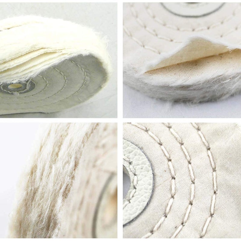 DIY Crafts 3 inch Off White Spiral Stitched Cotton Buffing Wheel Polishing Wheel Layers Cotton Lint Cloth Buffing Wheel Gold Silver Jewelry Mirror Polishing Whe3 inch Off White - Image 2