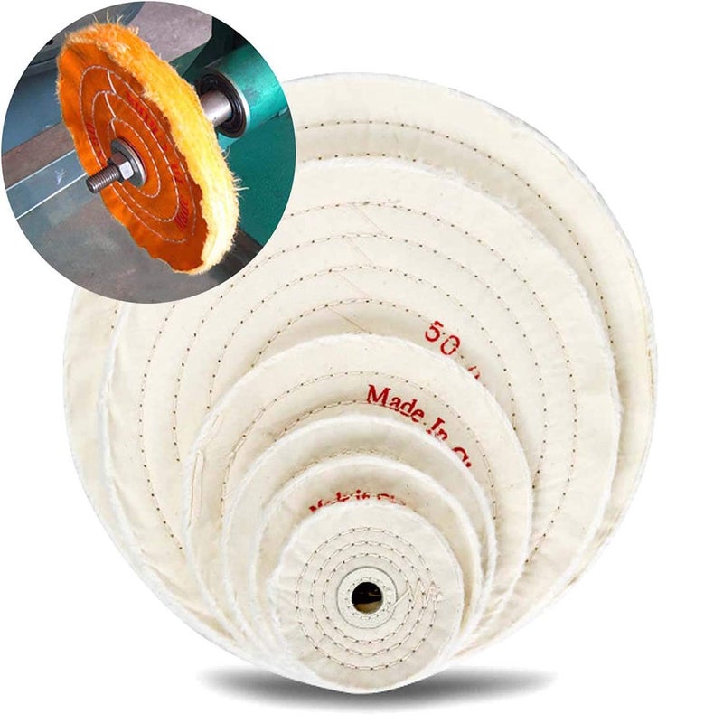 DIY Crafts 3 inch Off White Spiral Stitched Cotton Buffing Wheel Polishing Wheel Layers Cotton Lint Cloth Buffing Wheel Gold Silver Jewelry Mirror Polishing Whe3 inch Off White - Image 1