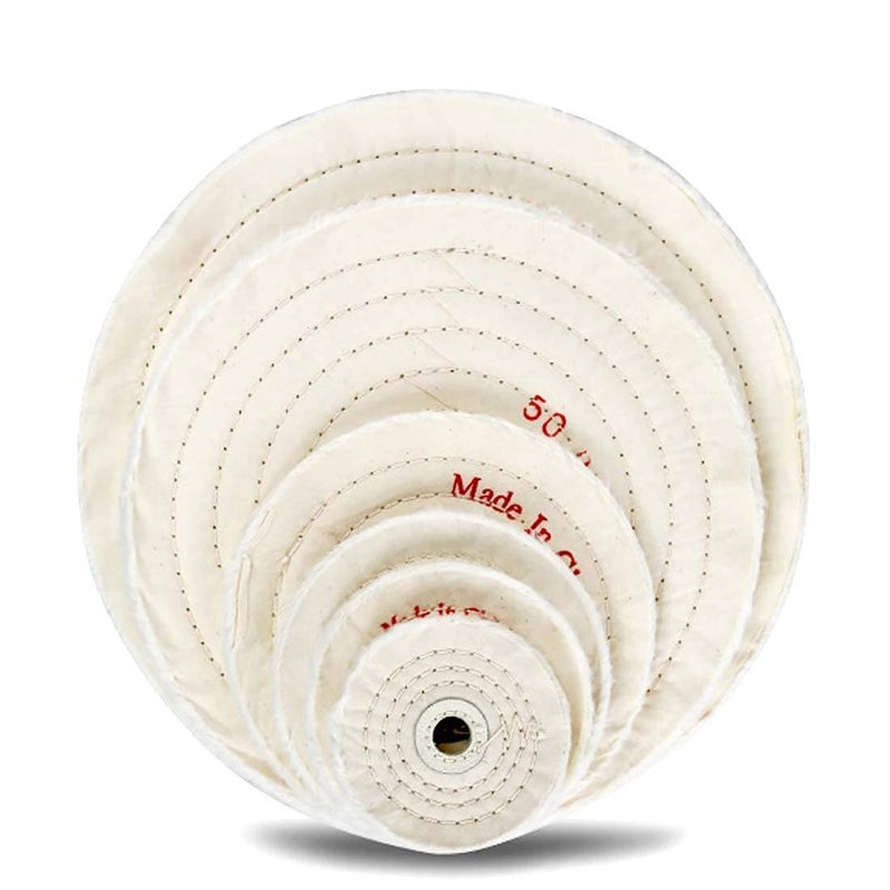 DIY Crafts 3 inch Off White Spiral Stitched Cotton Buffing Wheel Polishing Wheel Layers Cotton Lint Cloth Buffing Wheel Gold Silver Jewelry Mirror Polishing Whe3 inch Off White - Image 3
