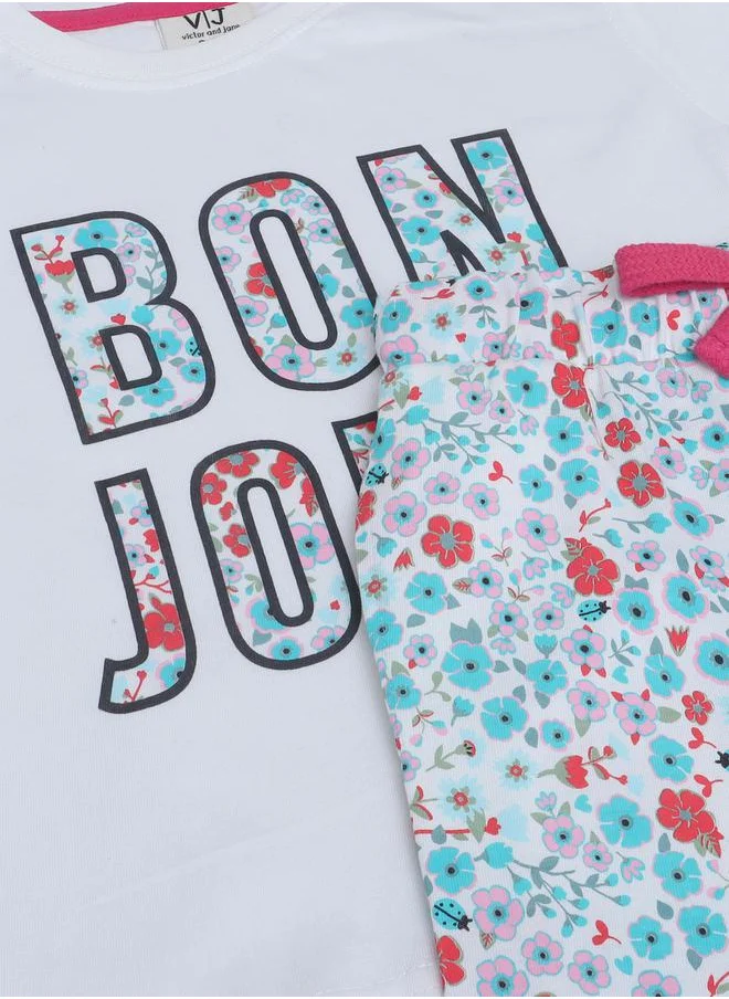 victor and jane Graphic Print T-Shirt and All-Over Printed Pyjama Set