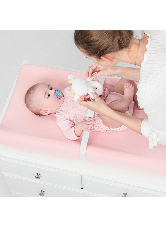 TILLYOU Changing Pad Cover Set In Soft Jersey Material Fits 32"34''X16" Contoured Pad For Babiespeachy Pink & Lt Gray - Image 5