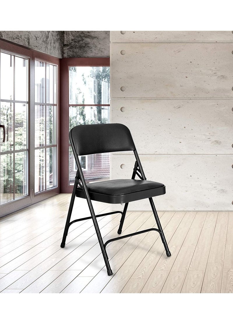 Arabest - Folding Chairs with Padded Seats, Vinyl Upholstered Seats for All-Day Comfort, Lightweight Folding Chair Padded Folding Chairs Double Support, Quick Storage and Portability (Black) - Image 1