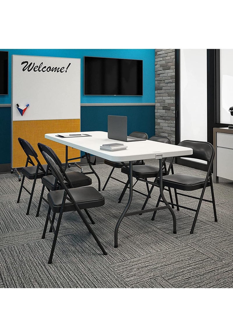Arabest - Folding Chairs with Padded Seats, Vinyl Upholstered Seats for All-Day Comfort, Lightweight Folding Chair Padded Folding Chairs Double Support, Quick Storage and Portability (Black) - Image 1
