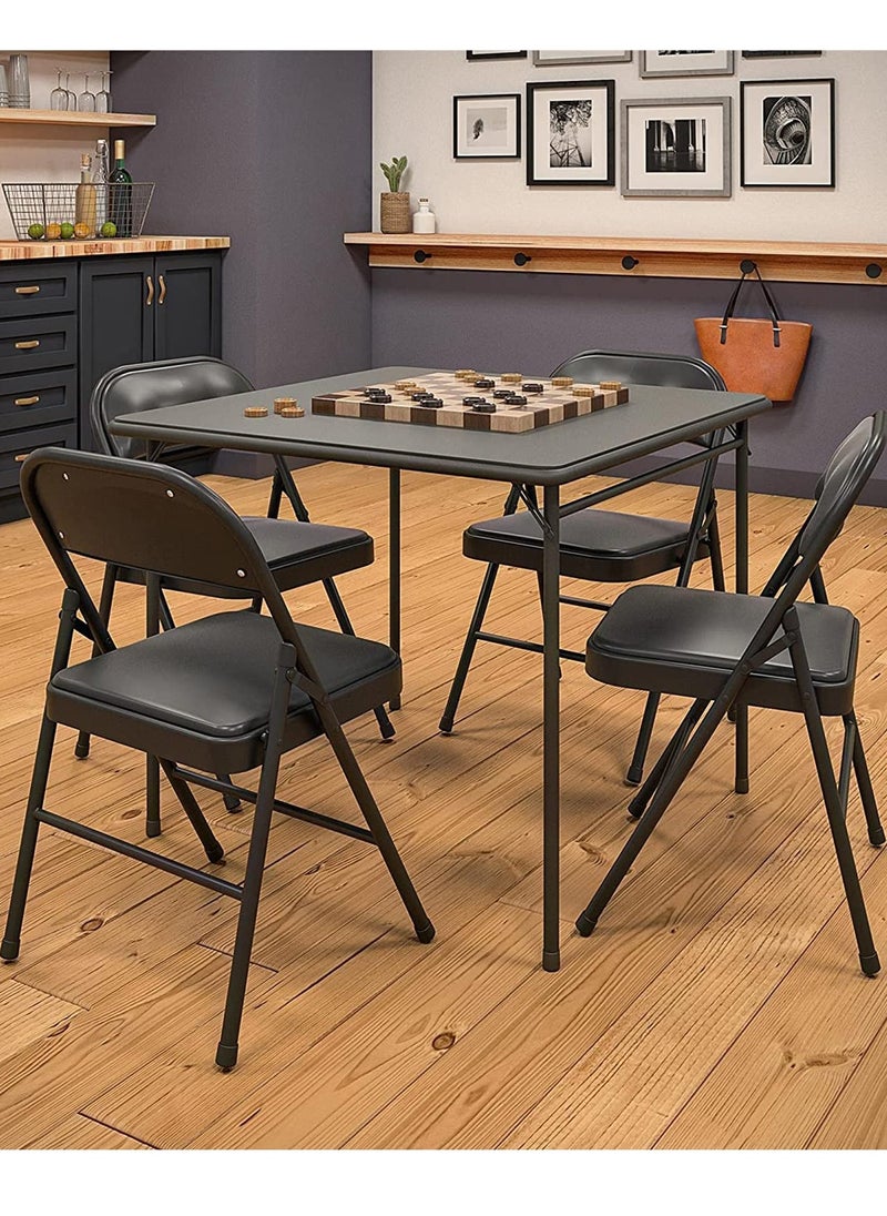 Arabest - Folding Chairs with Padded Seats, Vinyl Upholstered Seats for All-Day Comfort, Lightweight Folding Chair Padded Folding Chairs Double Support, Quick Storage and Portability (Black) - Image 1