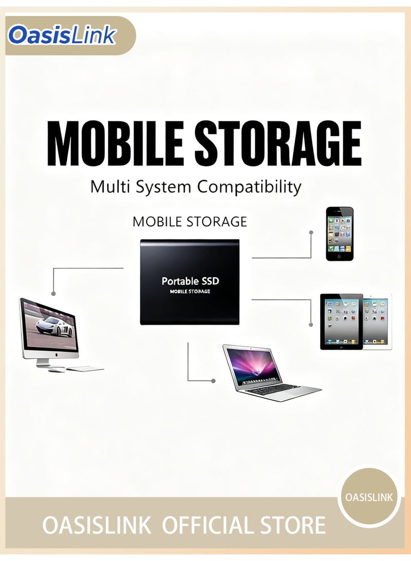 أواسيس لينك يوفر القرص الصلب الخارجي المحمول SSD S7 Black بسعة 2 تيرابايت، مع إمكانية توسيع التخزين حتى 64 جيجابايت ودعم تخزين البيانات ونقلها من USB 3.1 إلى Type-C، مساحة تخزين موثوقة للاعبين والطلاب والمحترفين. - Image 3