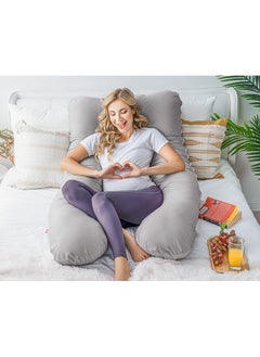 Arabest U-Shaped Comfort Maternity Pillow, Comfortable Sleep, Microfiber Grey 120x70x25 cm(1.4KG)  - Image 1