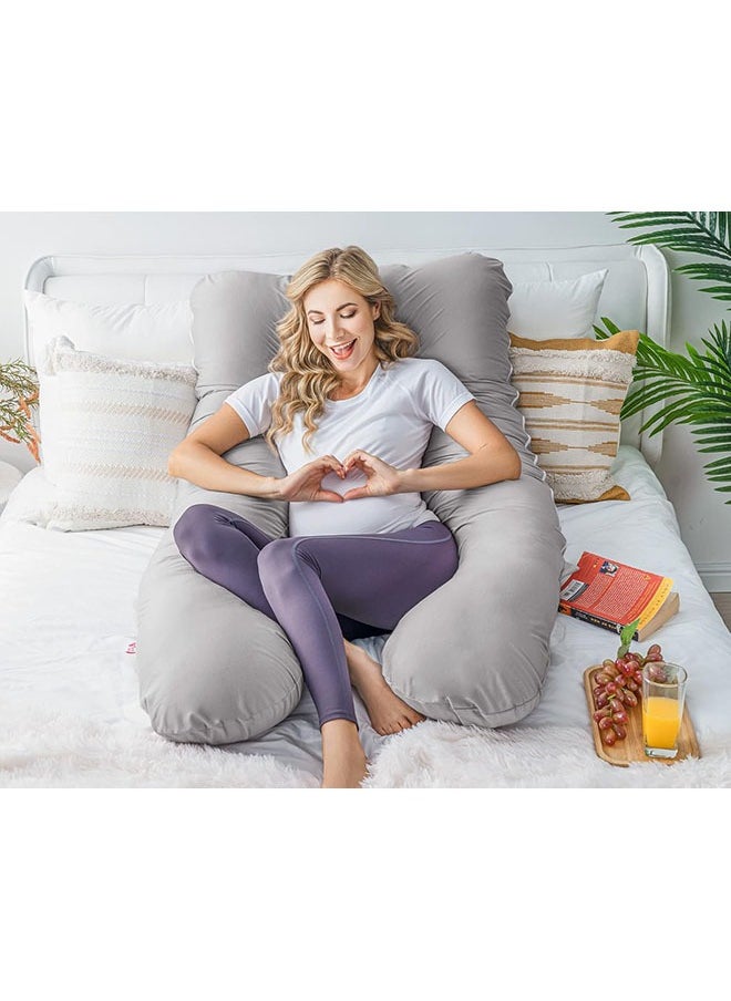 Arabest U-Shaped Comfort Maternity Pillow, Comfortable Sleep, Microfiber Grey 120x70x25 cm(1.4KG)  - Image 1