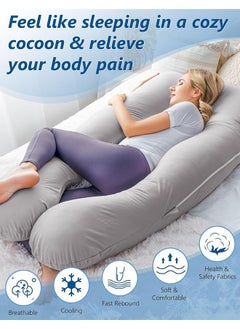 Arabest U-Shaped Comfort Maternity Pillow, Comfortable Sleep, Microfiber Grey 120x70x25 cm(1.4KG)  - Image 2