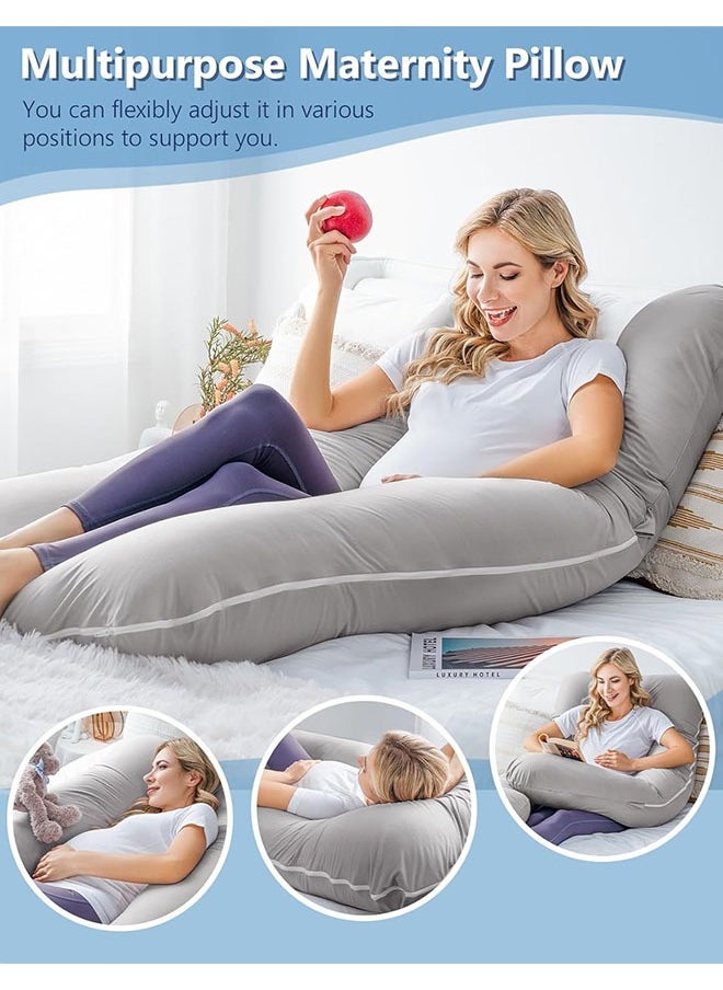 Arabest U-Shaped Comfort Maternity Pillow, Comfortable Sleep, Microfiber Grey 120x70x25 cm(1.4KG)  - Image 3