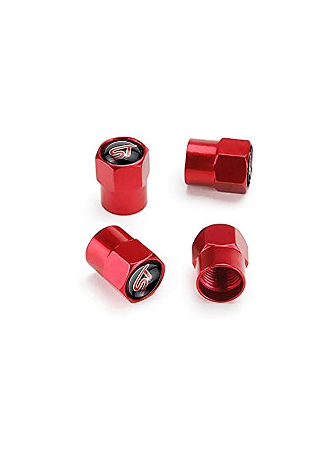 S-TOP 4Pcs ST Logo Metal Car Wheel Tire Valve Stem Caps for Ford ST Focus Mondeo kuga Fiesta ecosport s-max Edge Mustang Transit Taurus f150 Exploror Decorative Accessory, Red - Image 2