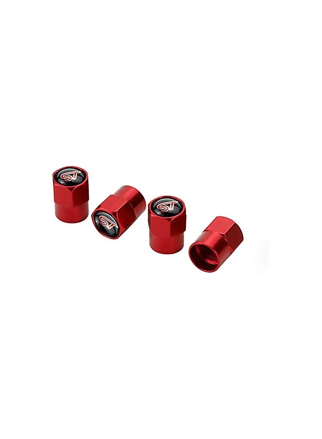 S-TOP 4Pcs ST Logo Metal Car Wheel Tire Valve Stem Caps for Ford ST Focus Mondeo kuga Fiesta ecosport s-max Edge Mustang Transit Taurus f150 Exploror Decorative Accessory, Red - Image 1