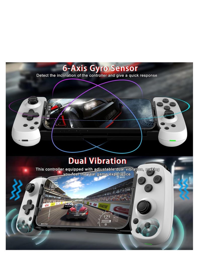 Generic - Mobile Gaming Controller for iPhone/Android/PC/Nintendo Switch/PS4, Cloud Games, with Hall Effect Joystick, 6 Axis Gyro, TURBO, Gamepa for Android with Phone Case Support - Not for PS5 (White)) - Image 1