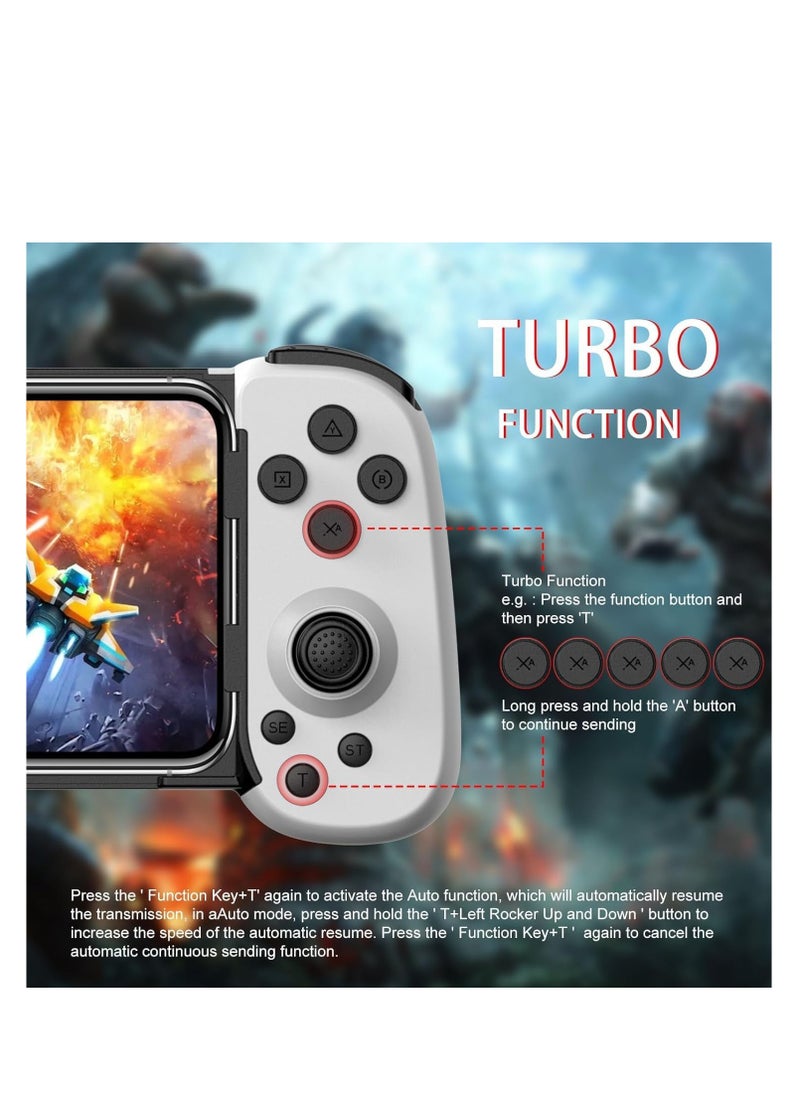 Generic - Mobile Gaming Controller for iPhone/Android/PC/Nintendo Switch/PS4, Cloud Games, with Hall Effect Joystick, 6 Axis Gyro, TURBO, Gamepa for Android with Phone Case Support - Not for PS5 (White)) - Image 1