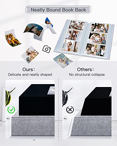 Popotop Photo Album 4x6-300 Photos Linen Cover Photo Books with 300 Horizontal Pockets,Slip-in Picture Albums for Family Wedding Anniversary Baby Vacation Pictures Gray - Image 5