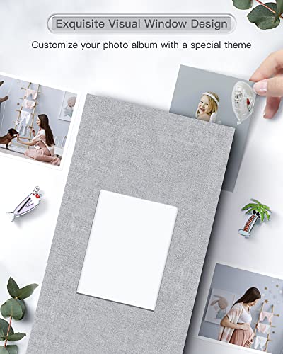 Popotop Photo Album 4x6-300 Photos Linen Cover Photo Books with 300 Horizontal Pockets,Slip-in Picture Albums for Family Wedding Anniversary Baby Vacation Pictures Gray - Image 4