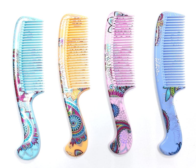 Maple Dressing Detangling Handle Printed Hair Comb For Women Combo Set for Men,Women, Pack of 4 - Image 1
