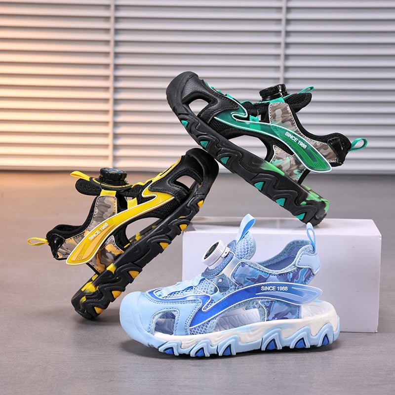 Children'S Shoes Boys' Toe-Toe Beach Shoes Summer Rotating Button Boys' Outdoor Non-Slip Wear-Resistant Beach Shoes - Image 5