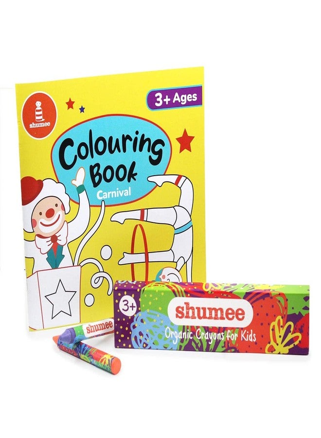 shumee Colouring Book & Organic Crayon Kit- Carnival Themed (3 Years+) | 20 Pages & 6 Crayons | Organic & Natural Colours | Skill Building Art & Craft DIY Set For Kids - Image 2