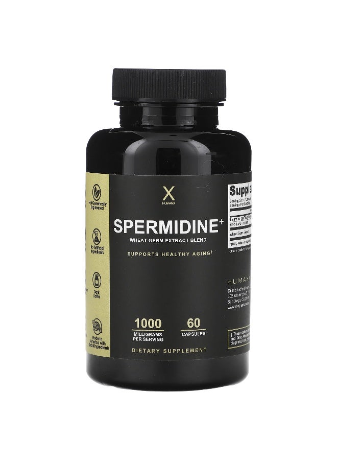 Humanx, Spermidine+, Wheat Germ Extract Blend, 1,000 mg, 60 Capsules (500 mg per Capsule) (Packaging may vary) - Image 1