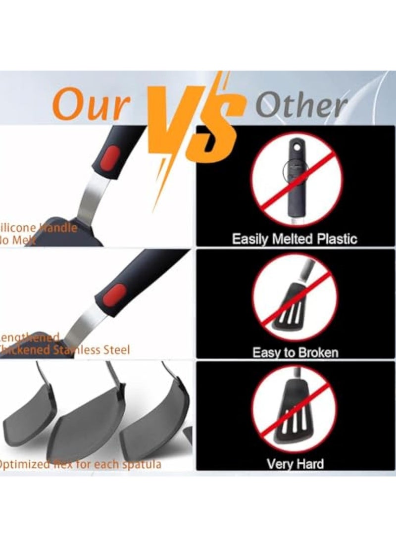 عربست 5 عبوات ملاعق تقليب سيليكون، طقم ملاعق سيليكون لأواني الطبخ المانعة للالتصاق، طقم أدوات طبخ مقاومة للحرارة 600 درجة فهرنهايت للبيض، فطائر آمنة للغسل في غسالة الأطباق - Image 2