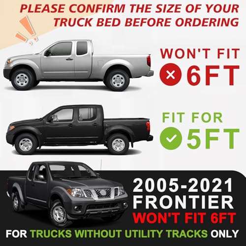 TripleAliners Truck Bed Mat Compatible with 2005-2021 Nissan Frontier Accessories 5FT Truck Bed Liner Perfectly Flush All Weather Protection TPE Heavy Duty Pickup Cargo Mat - Image 2