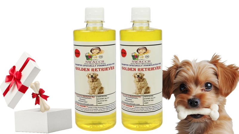 swacch Shampoo | Puppy Safe Shampoo | Golden Retriever Dog Shampoo (500ml) (Pack of 2) Lemon + Small White Bone | Dog Chew Bones | Teething chew Toy | Dental Teething |Combo Pack - Image 1