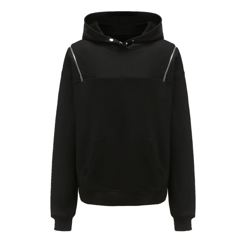 High-End Niche Shoulder Zipper Hoodie Men'S And Women'S Trendy Loose Retro Design Couple'S Top Men'S Trendy - Image 1