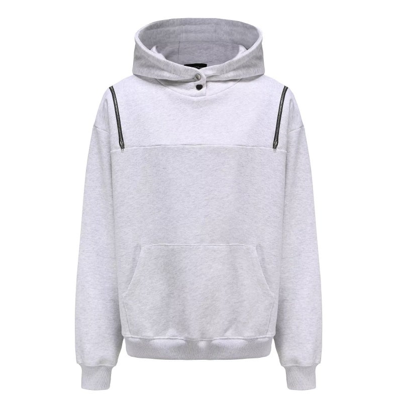 High-End Niche Shoulder Zipper Hoodie Men'S And Women'S Trendy Loose Retro Design Couple'S Top Men'S Trendy - Image 5