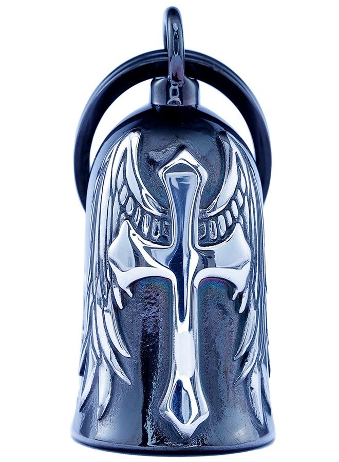 CYZBTBl Motorcycle for Bells - Motorcycle Angel Bell for Men Women,Bell Biker Accessory,Guard Riding Safety (Cross Black) (Black Silver) - Image 1