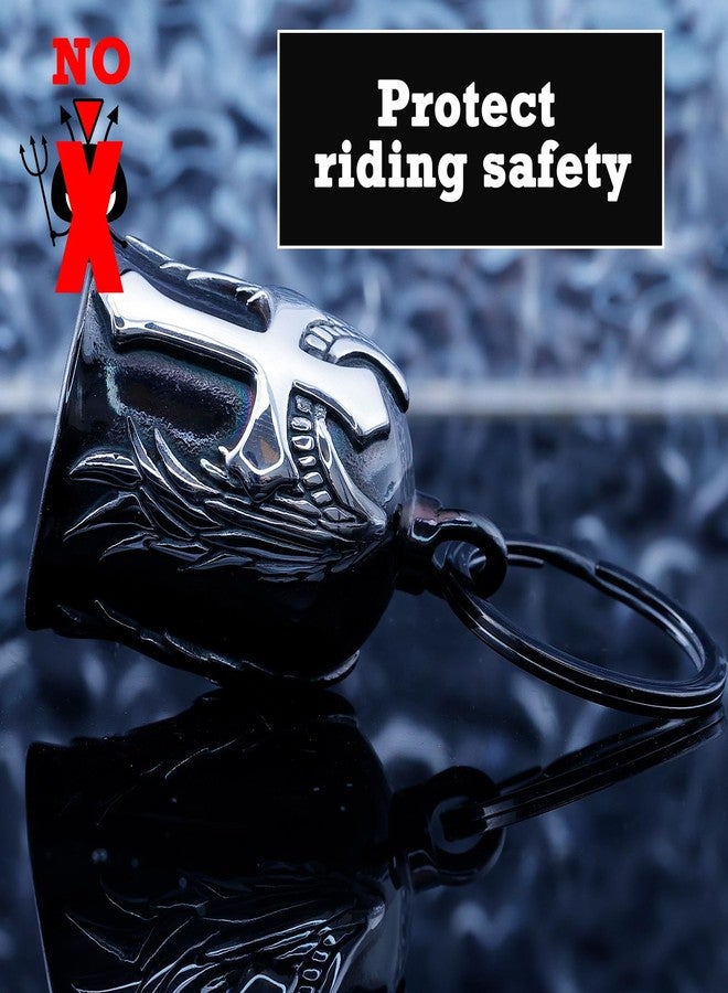 CYZBTBl Motorcycle for Bells - Motorcycle Angel Bell for Men Women,Bell Biker Accessory,Guard Riding Safety (Cross Black) (Black Silver) - Image 3