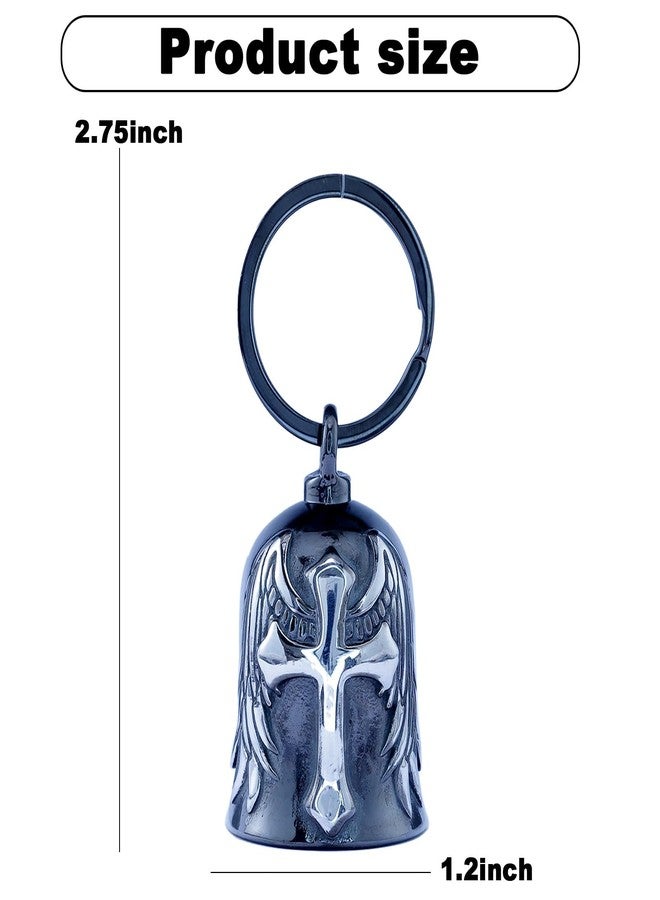 CYZBTBl Motorcycle for Bells - Motorcycle Angel Bell for Men Women,Bell Biker Accessory,Guard Riding Safety (Cross Black) (Black Silver) - Image 4