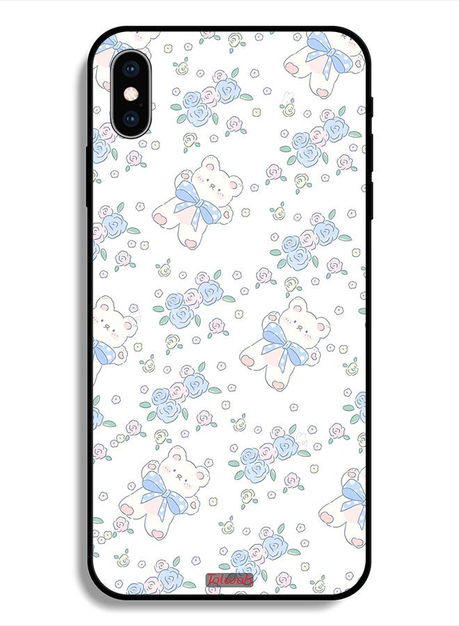 Tolwak Protective Case For Apple iPhone X Cute Teddy Bear And Flowers Icon - Image 1