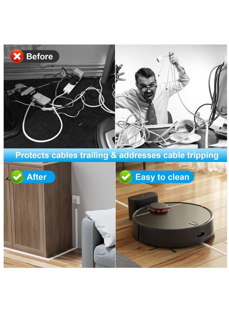 Floor Cable Cover Protector, Flexible Wire Cover, Self-Adhesive Small Cable Duct | Protect Cables & Prevent Trip Hazards | Ideal for Office, Home, Workshop, Warehouse, Garage, White, D20, 3m - Image 5