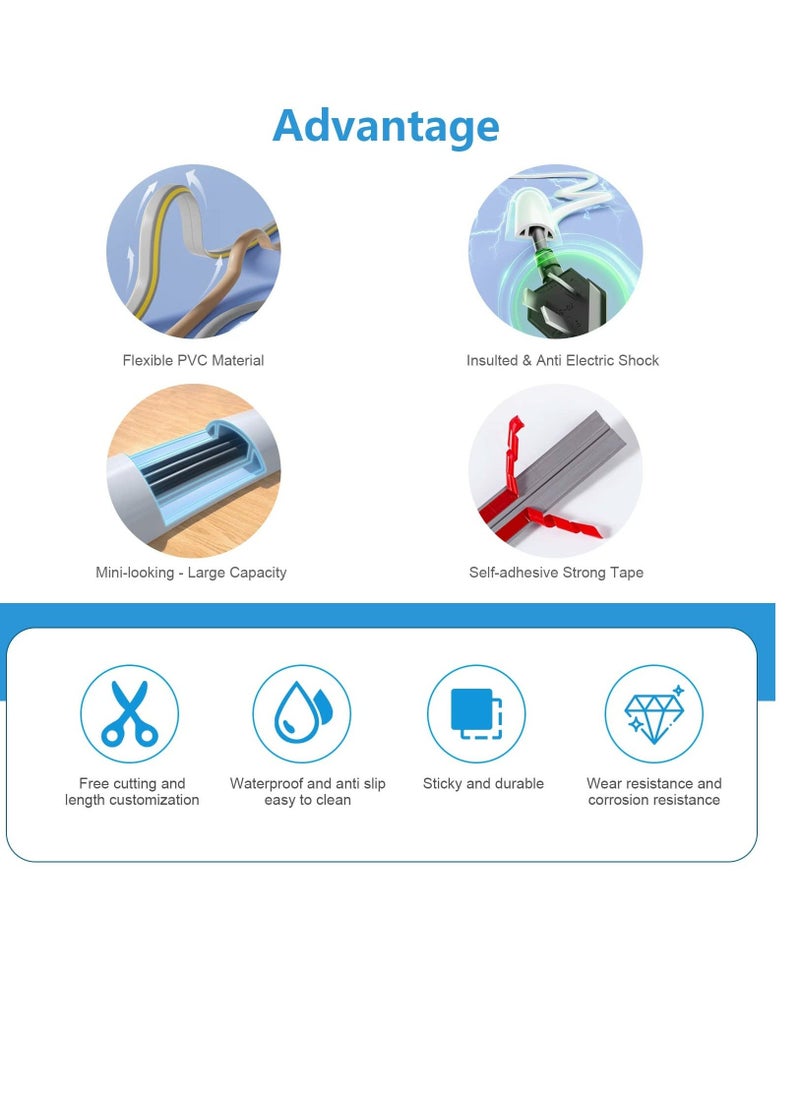 Floor Cable Cover Protector, Flexible Wire Cover, Self-Adhesive Small Cable Duct | Protect Cables & Prevent Trip Hazards | Ideal for Office, Home, Workshop, Warehouse, Garage, White, D20, 3m - Image 3