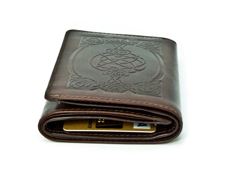 Biddy Murphy Irish Leather Wallet Black Celtic Design Tri-Fold Made in Ireland - Image 4