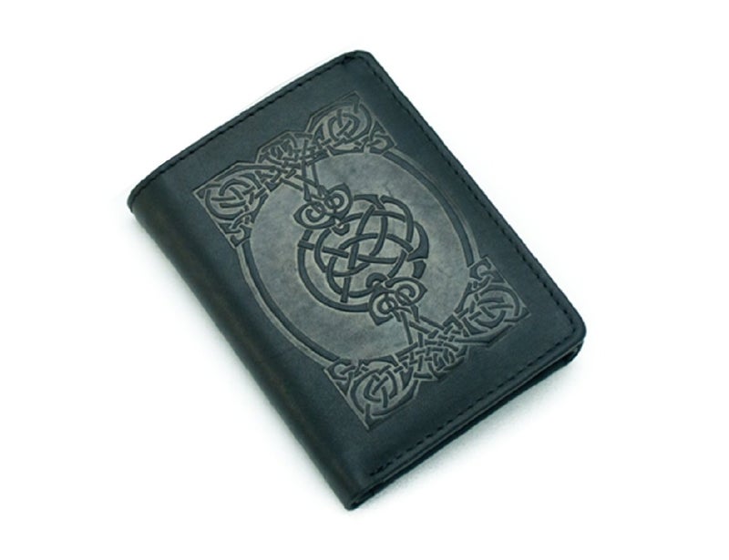 Biddy Murphy Irish Leather Wallet Black Celtic Design Tri-Fold Made in Ireland - Image 2