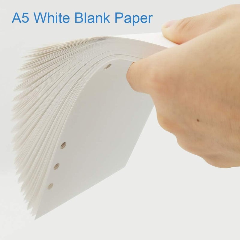 Nokingo (5-Pack) A5 Blank Paper, Refills for Filofax Planner, Organizer, Binders, 6 Hole Punched, Total 500 Sheets/1000 Pages, 100gsm, White, 5.8 x 8.2 Inch, 6 Hole Filler Paper - Image 3