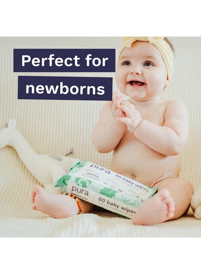 Pura Natural Sensitive Baby Wipes, 99% Water, Unscented & Hypoallergenic, Suitable for Sensitive & Eczema-prone Skin, Hypoallergenic, EWG Verified, 10 Pack of 60 Wet Wipes (600 Diaper Wipes) Bulk Buy - Image 5