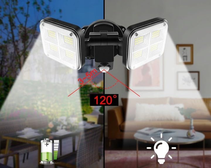 RAMNATH IMPEX Solar Lights With Motion Sensor 120 LED Spotlight for Outdoor Use - 270° Super Bright IP65 Waterproof 3 Modes Wall Light With Cable for Home, Garden,Plastic - Image 5
